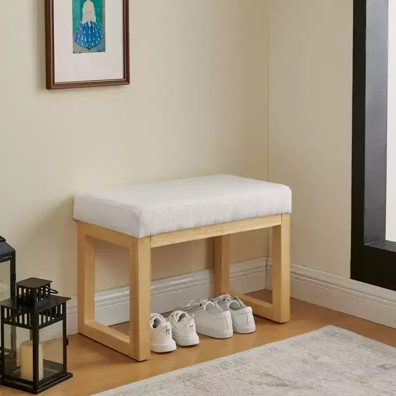 TUYOHW 25.5 Modern Bench Ottoman with Upholstered Entryway Shoe Bench with Wooden Frame Small Stepping Stool Ottoman for Living Room, Bedroom