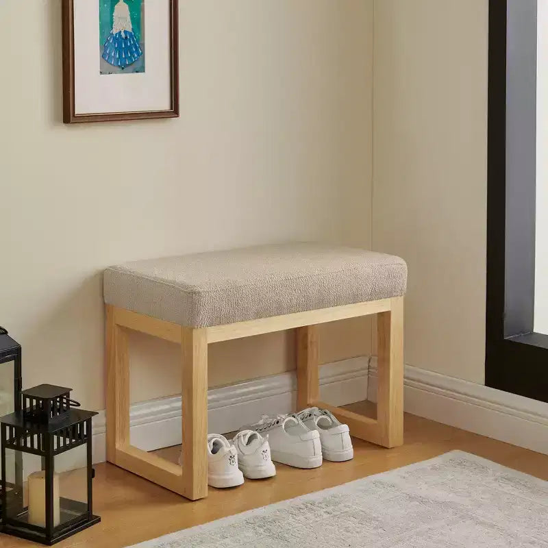 TUYOHW 25.5 Banc Ottoman Moderne avec Banc à Chaussures Rembourré pour Entrée, Cadre en Bois Petit Tabouret Ottoman pour Salon, Chambre