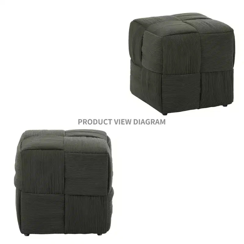 TUYOHW Pouf cube moderne en velours côtelé tissé avec cadre en bois, repose-pieds souple pour salon, entrée