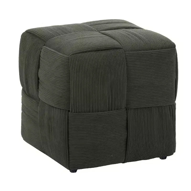 TUYOHW Pouf cube moderne en velours côtelé tissé avec cadre en bois, repose-pieds souple pour salon, entrée