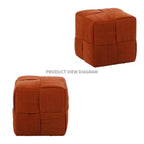 TUYOHW Pouf cube moderne en velours côtelé tissé avec cadre en bois, repose-pieds souple pour salon, entrée