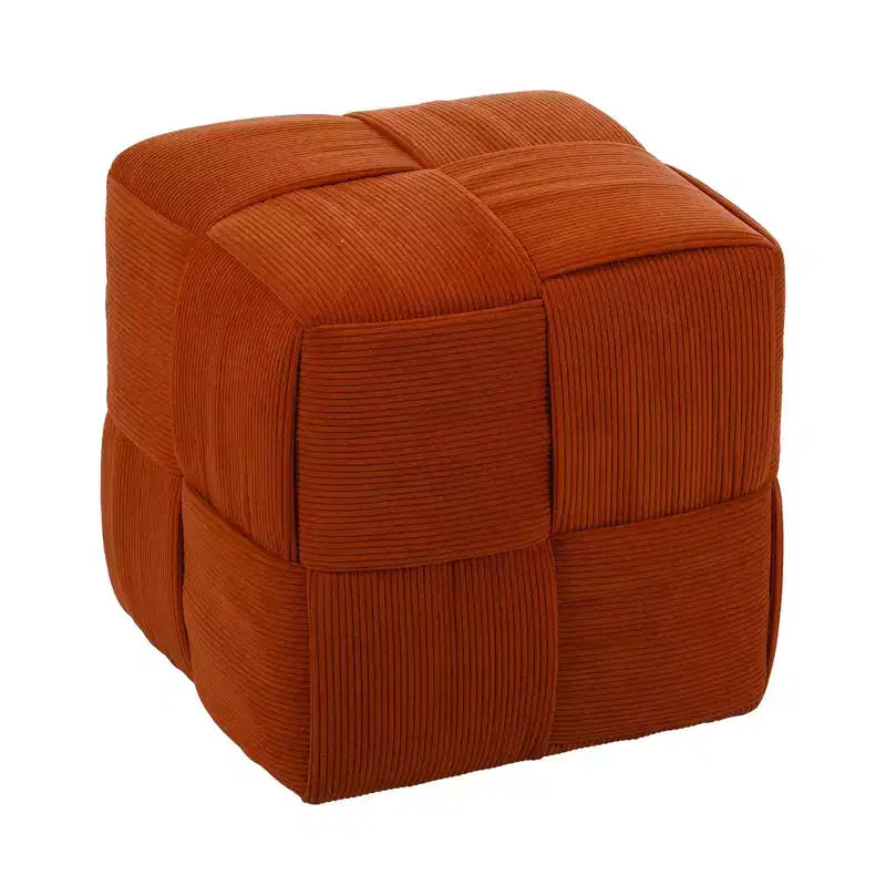 TUYOHW Pouf cube moderne en velours côtelé tissé avec cadre en bois, repose-pieds souple pour salon, entrée