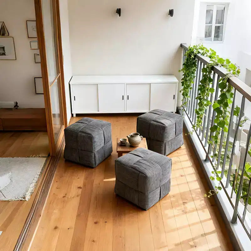 TUYOHW Pouf cube moderne en velours côtelé tissé avec cadre en bois, repose-pieds souple pour salon, entrée