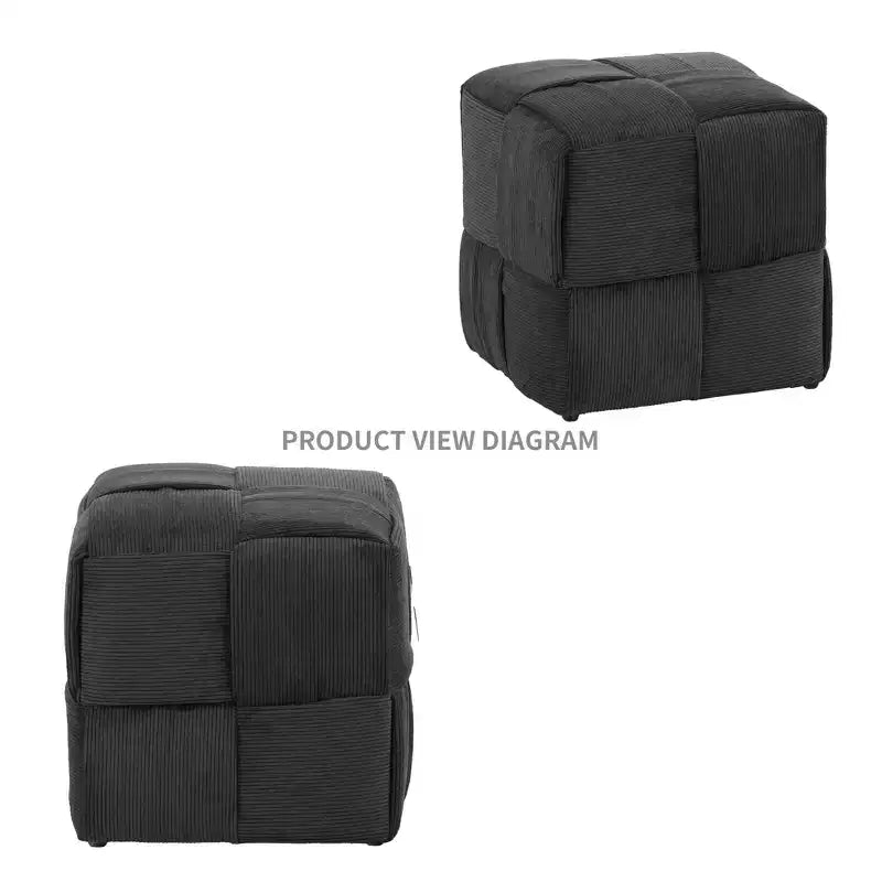 TUYOHW Pouf cube moderne en velours côtelé tissé avec cadre en bois, repose-pieds souple pour salon, entrée