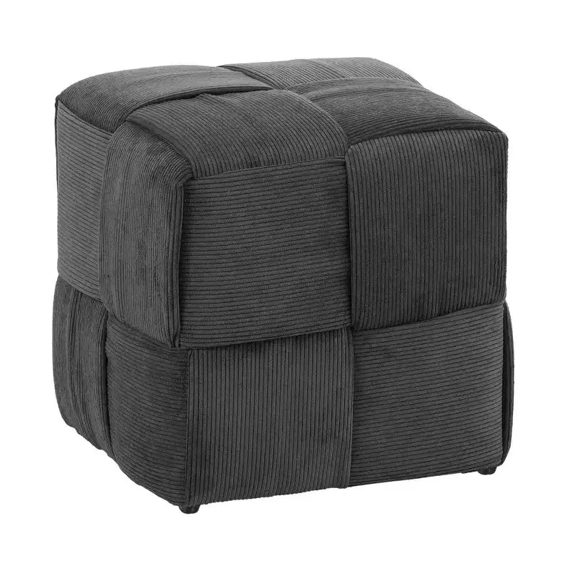 TUYOHW Pouf cube moderne en velours côtelé tissé avec cadre en bois, repose-pieds souple pour salon, entrée