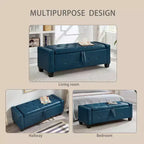 TUYOHW Modern Storage Bench with Button Tufted PU Upholstered Ottoman with Storage Entryway Bench with Flip Top End of Bed Bench for Living Room