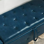 TUYOHW Modern Storage Bench with Button Tufted PU Upholstered Ottoman with Storage Entryway Bench with Flip Top End of Bed Bench for Living Room