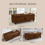 TUYOHW Modern Storage Bench with Button Tufted PU Upholstered Ottoman with Storage Entryway Bench with Flip Top End of Bed Bench for Living Room