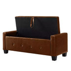 TUYOHW Modern Storage Bench with Button Tufted PU Upholstered Ottoman with Storage Entryway Bench with Flip Top End of Bed Bench for Living Room