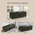 TUYOHW Modern Storage Bench with Button Tufted PU Upholstered Ottoman with Storage Entryway Bench with Flip Top End of Bed Bench for Living Room
