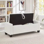 TUYOHW Modern Storage Bench with Button Tufted PU Upholstered Ottoman with Storage Entryway Bench with Flip Top End of Bed Bench for Living Room