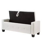 TUYOHW Modern Storage Bench with Button Tufted PU Upholstered Ottoman with Storage Entryway Bench with Flip Top End of Bed Bench for Living Room