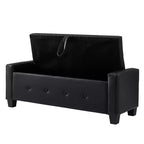 TUYOHW Modern Storage Bench with Button Tufted PU Upholstered Ottoman with Storage Entryway Bench with Flip Top End of Bed Bench for Living Room