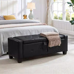 TUYOHW Modern Storage Bench with Button Tufted PU Upholstered Ottoman with Storage Entryway Bench with Flip Top End of Bed Bench for Living Room