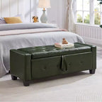 TUYOHW Modern Storage Bench with Button Tufted PU Upholstered Ottoman with Storage Entryway Bench with Flip Top End of Bed Bench for Living Room