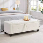 TUYOHW Modern Storage Bench with Button Tufted PU Upholstered Ottoman with Storage Entryway Bench with Flip Top End of Bed Bench for Living Room