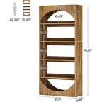 Lantine 70.8-Inch 5-Tier Tall Bookshelf, Farmhouse Wooden Bookcase with Fluted Arched Top for Living Room and Home Office