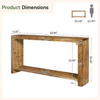 Lantine 63-Inch Solid Wood Console Table, Farmhouse Style 2-Tier Storage for Living Room, Entryway, Foyer, Behind Sofa, Rustic Brown