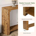 Lantine 63-Inch Solid Wood Console Table, Farmhouse Style 2-Tier Storage for Living Room, Entryway, Foyer, Behind Sofa, Rustic Brown