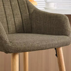 TUYOHW Lot de 2 tabourets de bar modernes en bois massif, chaises hautes d'îlot de cuisine avec accoudoir et repose-pieds, tabourets de bar en tissu de lin doux hauteur comptoir