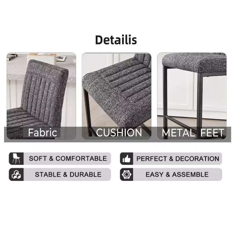 Lot de 2 tabourets de bar vintage TUYOHW, tabourets de bar hauteur comptoir avec cadre en métal, tabourets de comptoir de 66 cm pour îlot de cuisine et bar à domicile