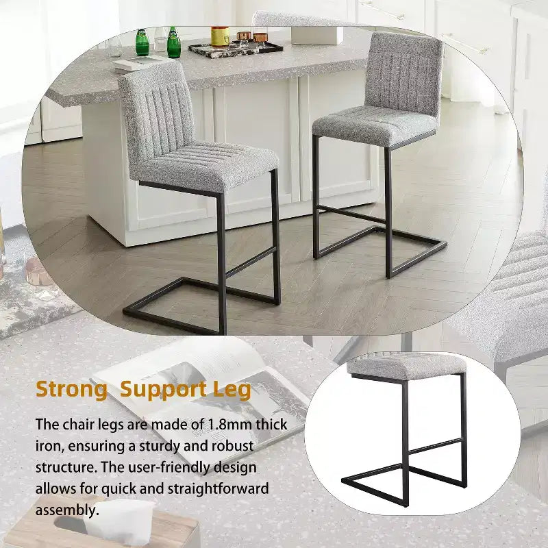 Lot de 2 tabourets de bar vintage TUYOHW, tabourets de bar hauteur comptoir avec cadre en métal, tabourets de comptoir de 66 cm pour îlot de cuisine et bar à domicile