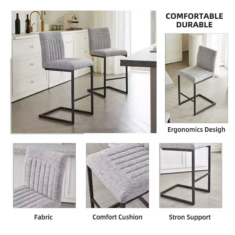 Lot de 2 tabourets de bar vintage TUYOHW, tabourets de bar hauteur comptoir avec cadre en métal, tabourets de comptoir de 66 cm pour îlot de cuisine et bar à domicile
