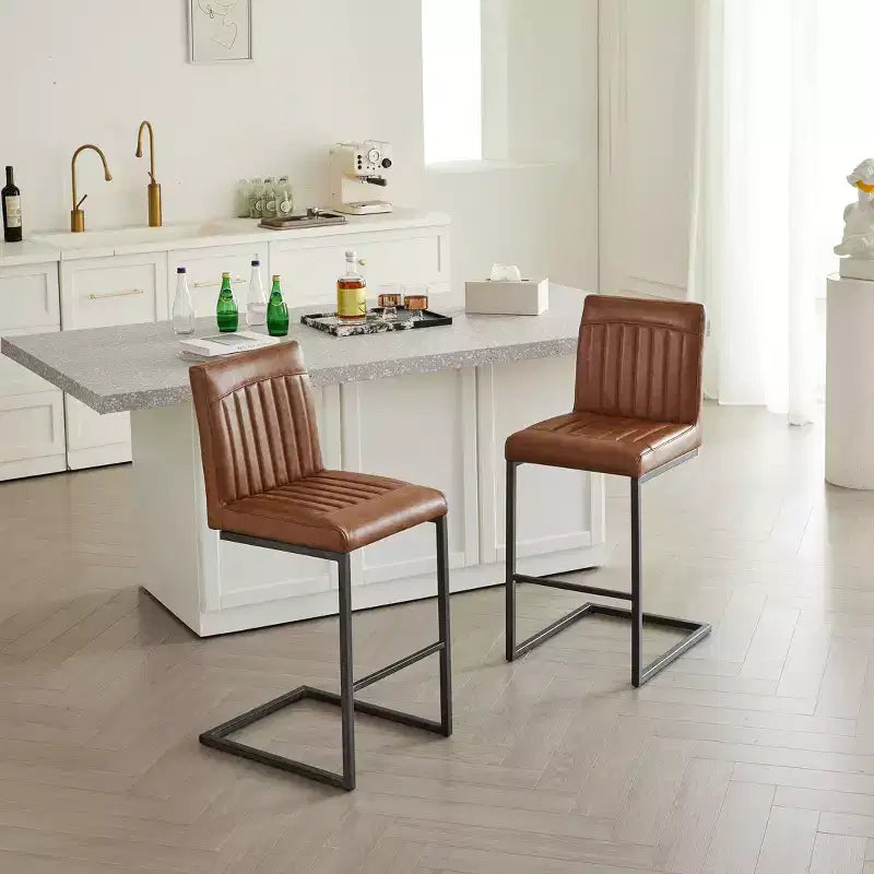 Lot de 2 tabourets de bar vintage TUYOHW, tabourets de bar hauteur comptoir avec cadre en métal, tabourets de comptoir de 66 cm pour îlot de cuisine et bar à domicile