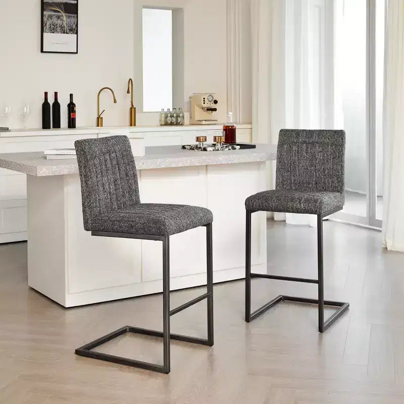 Lot de 2 tabourets de bar vintage TUYOHW, tabourets de bar hauteur comptoir avec cadre en métal, tabourets de comptoir de 66 cm pour îlot de cuisine et bar à domicile
