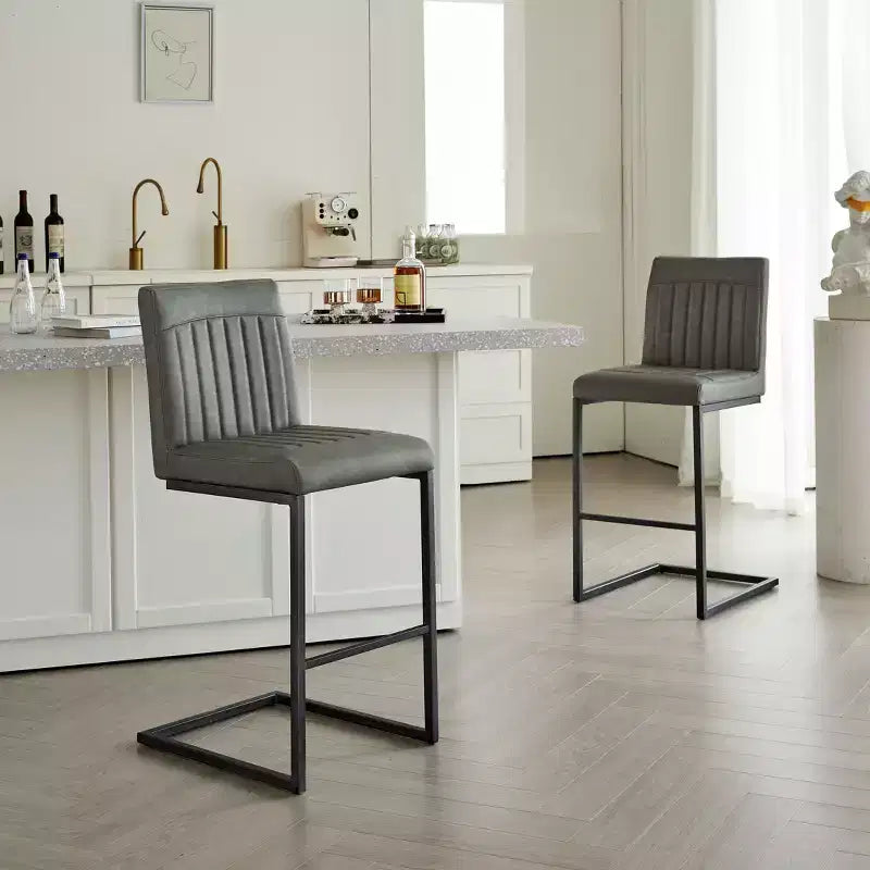 Lot de 2 tabourets de bar vintage TUYOHW, tabourets de bar hauteur comptoir avec cadre en métal, tabourets de comptoir de 66 cm pour îlot de cuisine et bar à domicile