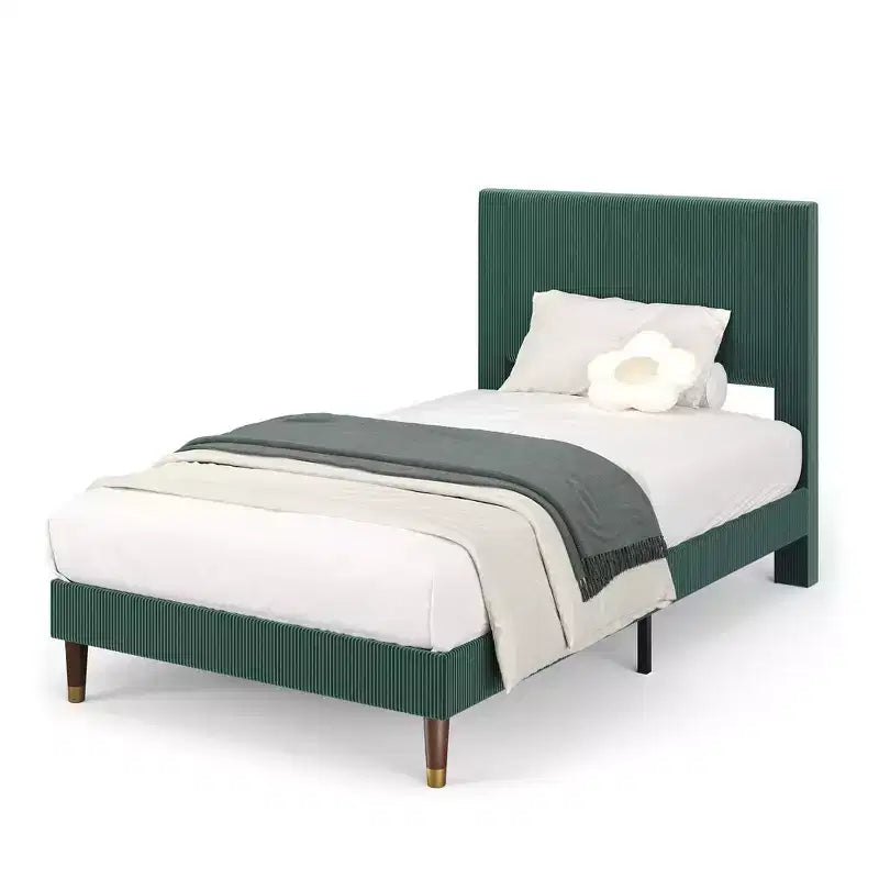 Twin Platform Bed Frame with Headboard  Modern Wooden Slats Support, No Box Spring Needed, Noise-Free & Easy Assembly