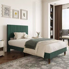 Twin Platform Bed Frame with Headboard  Modern Wooden Slats Support, No Box Spring Needed, Noise-Free & Easy Assembly