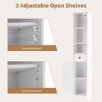 Meuble de rangement haut et étroit de 167 cm avec étagères réglables et tiroir – Organisateur autoportant peu encombrant pour salle de bain, cuisine, entrée
