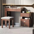 Whisen 3-in-1 Makeup Vanity Desk, Stylish Multi-Functional Dressing Table with Flip-Top Mirror, Adjustable Length & Ample Drawers