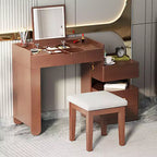 Whisen 3-in-1 Makeup Vanity Desk, Stylish Multi-Functional Dressing Table with Flip-Top Mirror, Adjustable Length & Ample Drawers