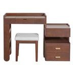 Whisen 3-in-1 Makeup Vanity Desk, Stylish Multi-Functional Dressing Table with Flip-Top Mirror, Adjustable Length & Ample Drawers