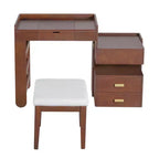 Whisen 3-in-1 Makeup Vanity Desk, Stylish Multi-Functional Dressing Table with Flip-Top Mirror, Adjustable Length & Ample Drawers