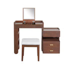 Whisen 3-in-1 Makeup Vanity Desk, Stylish Multi-Functional Dressing Table with Flip-Top Mirror, Adjustable Length & Ample Drawers