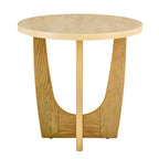 Farmhouse Wood End Table, 25 Round Coffee Table, X-Leg Support, Contemporary Nightstand for Small Spaces, Living Room, Bedroom, Oak