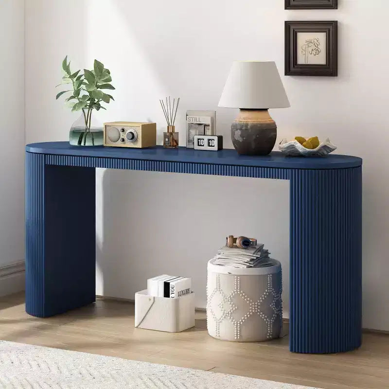 TUYOHW Table console incurvée moderne avec motif unique à rayures verticales, table d'entrée étroite pour salon, bureau, entrée
