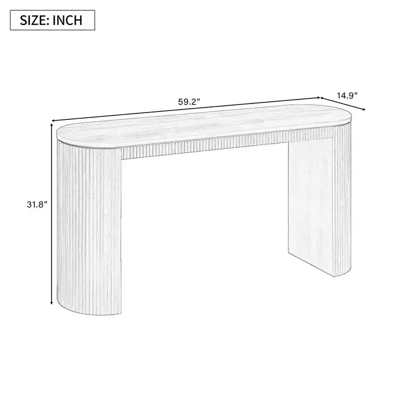 TUYOHW Table console incurvée moderne avec motif unique à rayures verticales, table d'entrée étroite pour salon, bureau, entrée