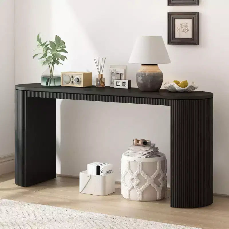 TUYOHW Table console incurvée moderne avec motif unique à rayures verticales, table d'entrée étroite pour salon, bureau, entrée
