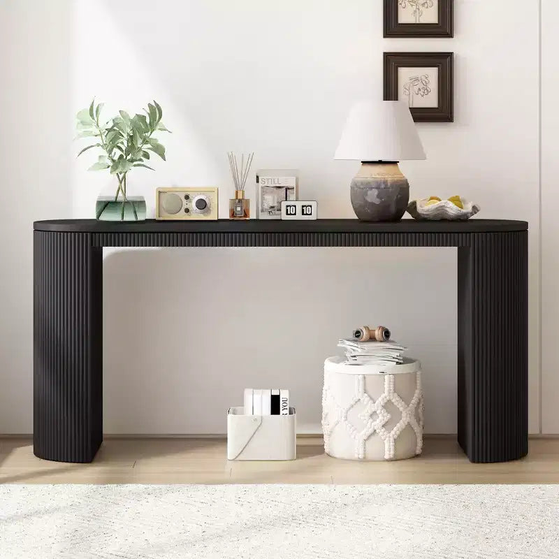 TUYOHW Table console incurvée moderne avec motif unique à rayures verticales, table d'entrée étroite pour salon, bureau, entrée