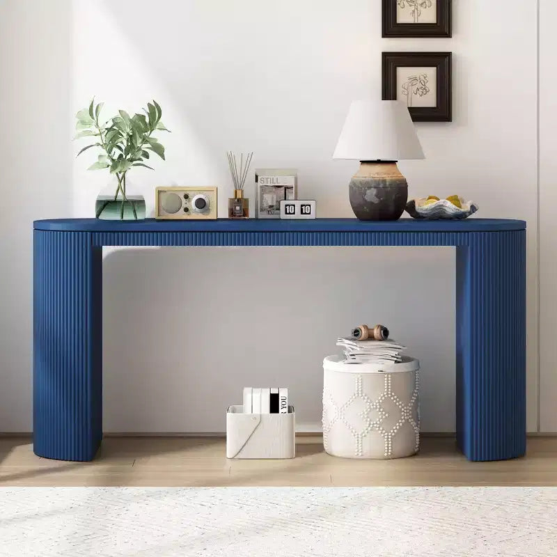 TUYOHW Table console incurvée moderne avec motif unique à rayures verticales, table d'entrée étroite pour salon, bureau, entrée