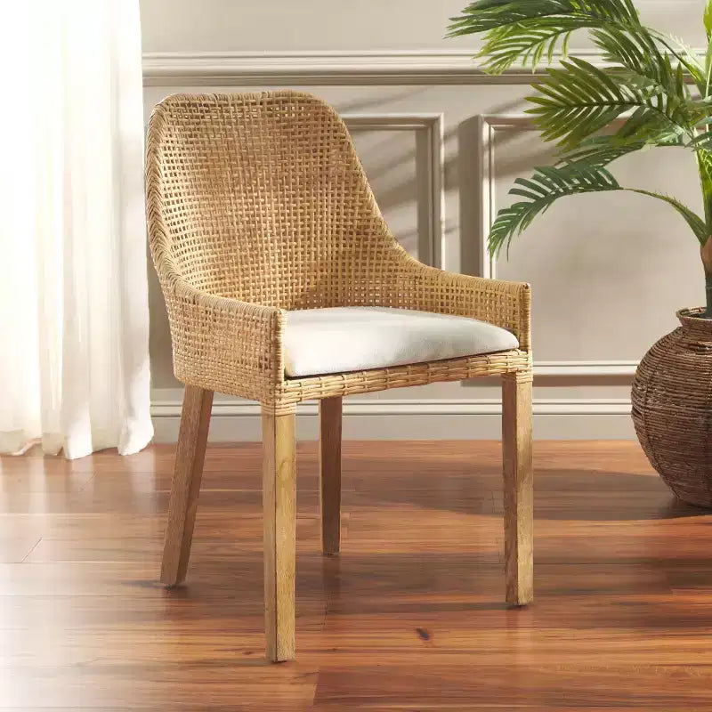 Chaise de salle à manger Altha W - DCH6506 - Blanc/Naturel - Safavieh