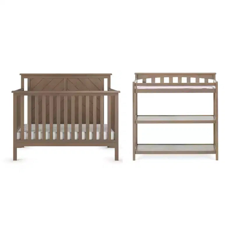 Ensemble de chambre de bébé 2 pièces Child Craft Hampton comprenant un lit de bébé convertible 4-en-1 à sommet plat et une table à langer