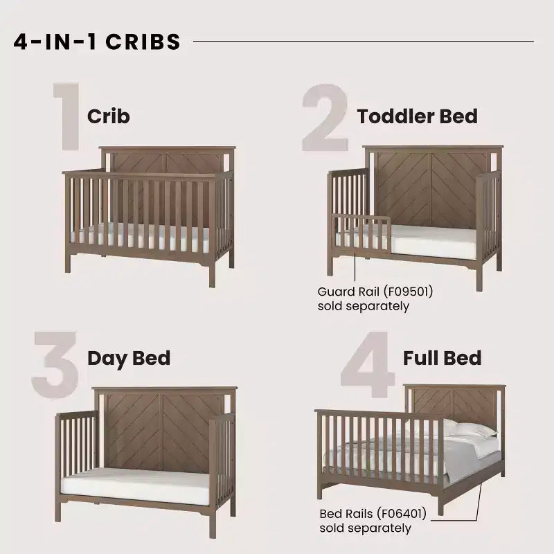 Ensemble de chambre de bébé 2 pièces Child Craft Hampton comprenant un lit de bébé convertible 4-en-1 à sommet plat et une table à langer