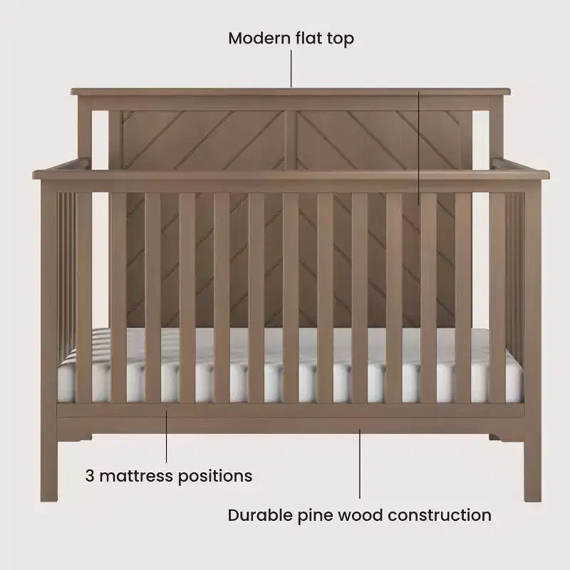 Ensemble de chambre de bébé 2 pièces Child Craft Hampton comprenant un lit de bébé convertible 4-en-1 à sommet plat et une table à langer