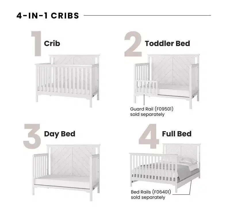 Ensemble de chambre de bébé 2 pièces Child Craft Hampton comprenant un lit de bébé convertible 4-en-1 à sommet plat et une table à langer