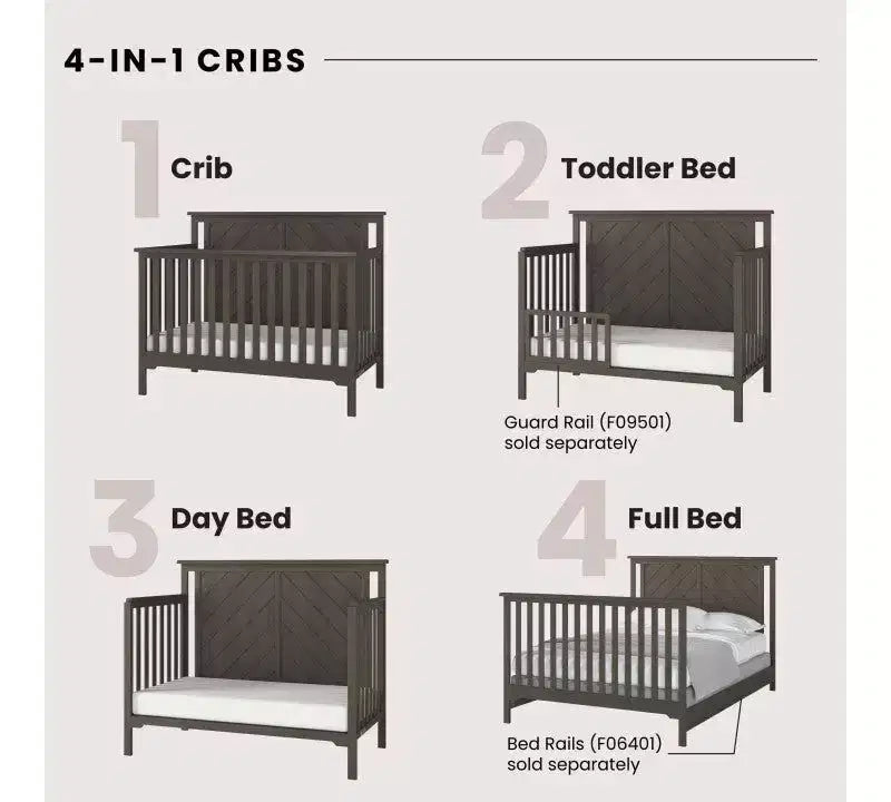 Ensemble de chambre de bébé 2 pièces Child Craft Hampton comprenant un lit de bébé convertible 4-en-1 à sommet plat et une table à langer